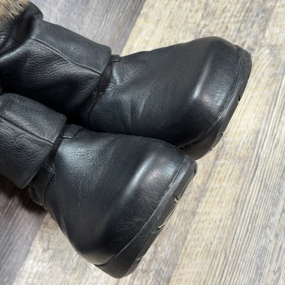 Earth Womens Shannon Black Leather Faux Fur Ankle Boots Size 6.5B Comfort Winter